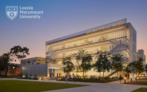 Campus shot of Film Building at LMU